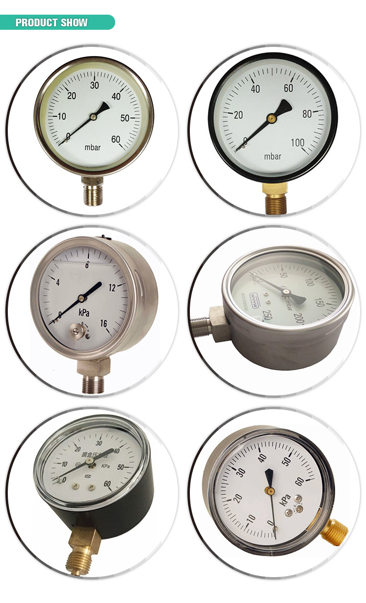 100mm All Stainless Steel Bayonet Pressure Gauge , Bellows Gas Pressure Gauge Mbar