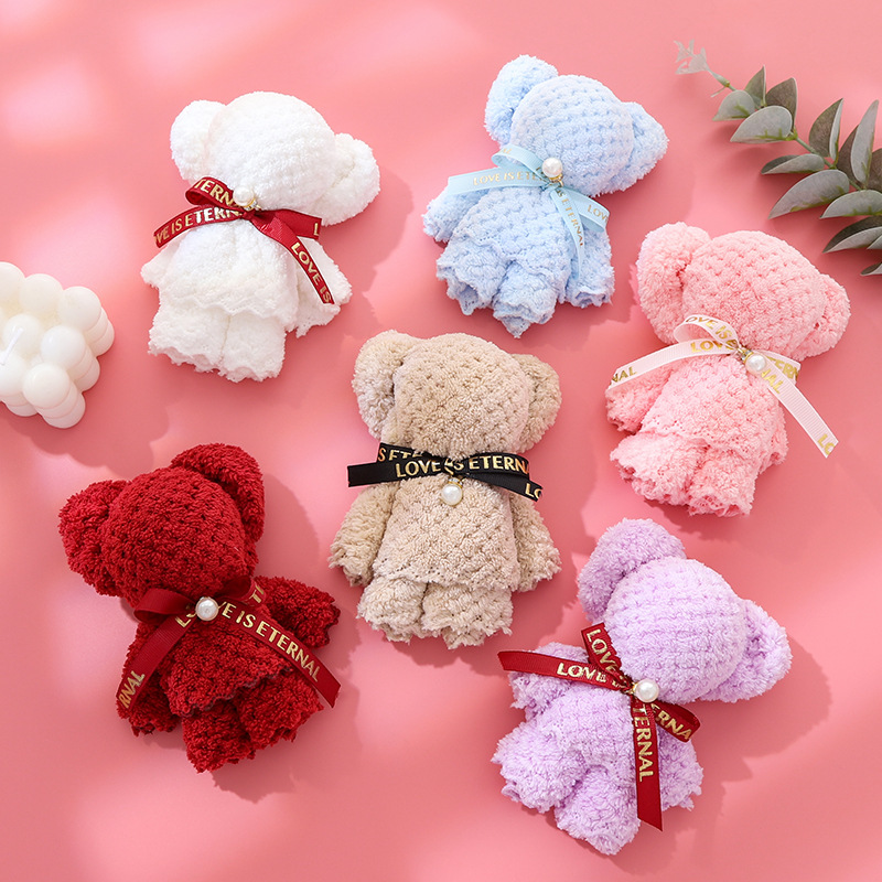 Square Teddy Bear Plush Toy Stuffed Towel Set for Children's Toys Christmas Present