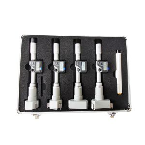 Set of Digital Three-point Bore Gauge with Setting Rings and Extension Rods for