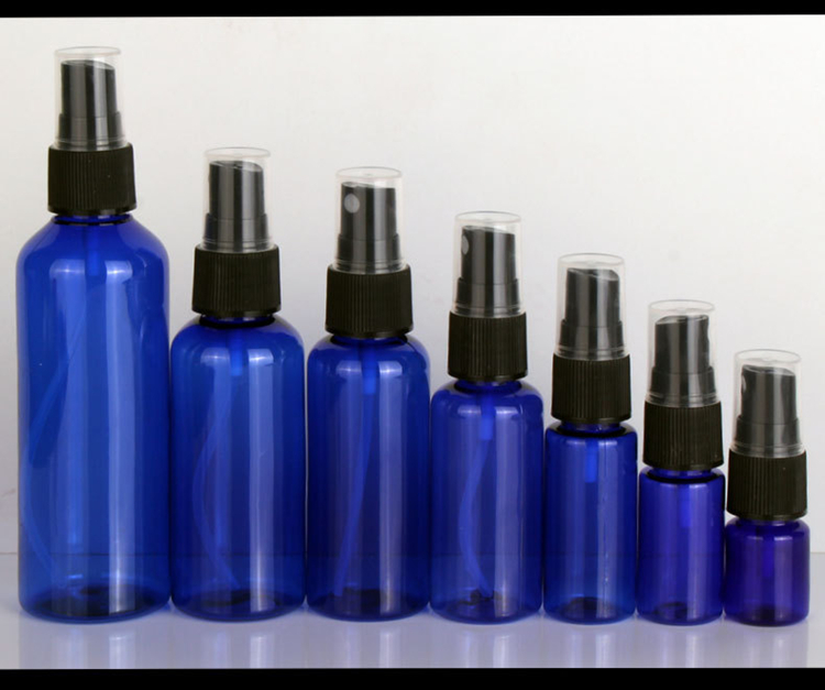 60ml 120ml 355ml blue Plastic Hand Sanitizer Skincare Shampoo Spray Bottle PET Cosmetic clear Plastic sprayer Bottles