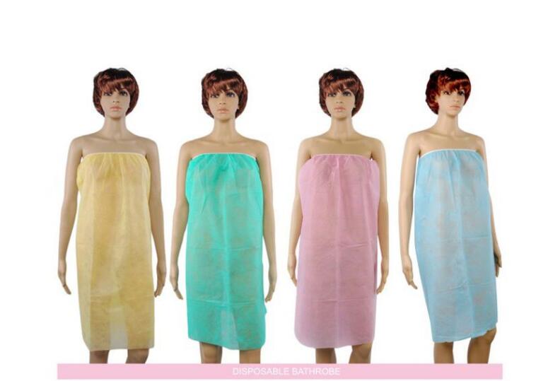 S&J Luxury High Quality PP Non woven Disposable Strapless Bath robes Multi-color for Beauty Spa Sarong Massage