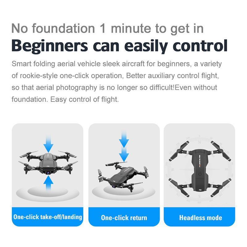 F62 Drone 2.4G 4CH WiFi FPV 4K HD Folding Voice-Activated 4-Axis Aircraft RC Quadcopter Hobbyist UAV