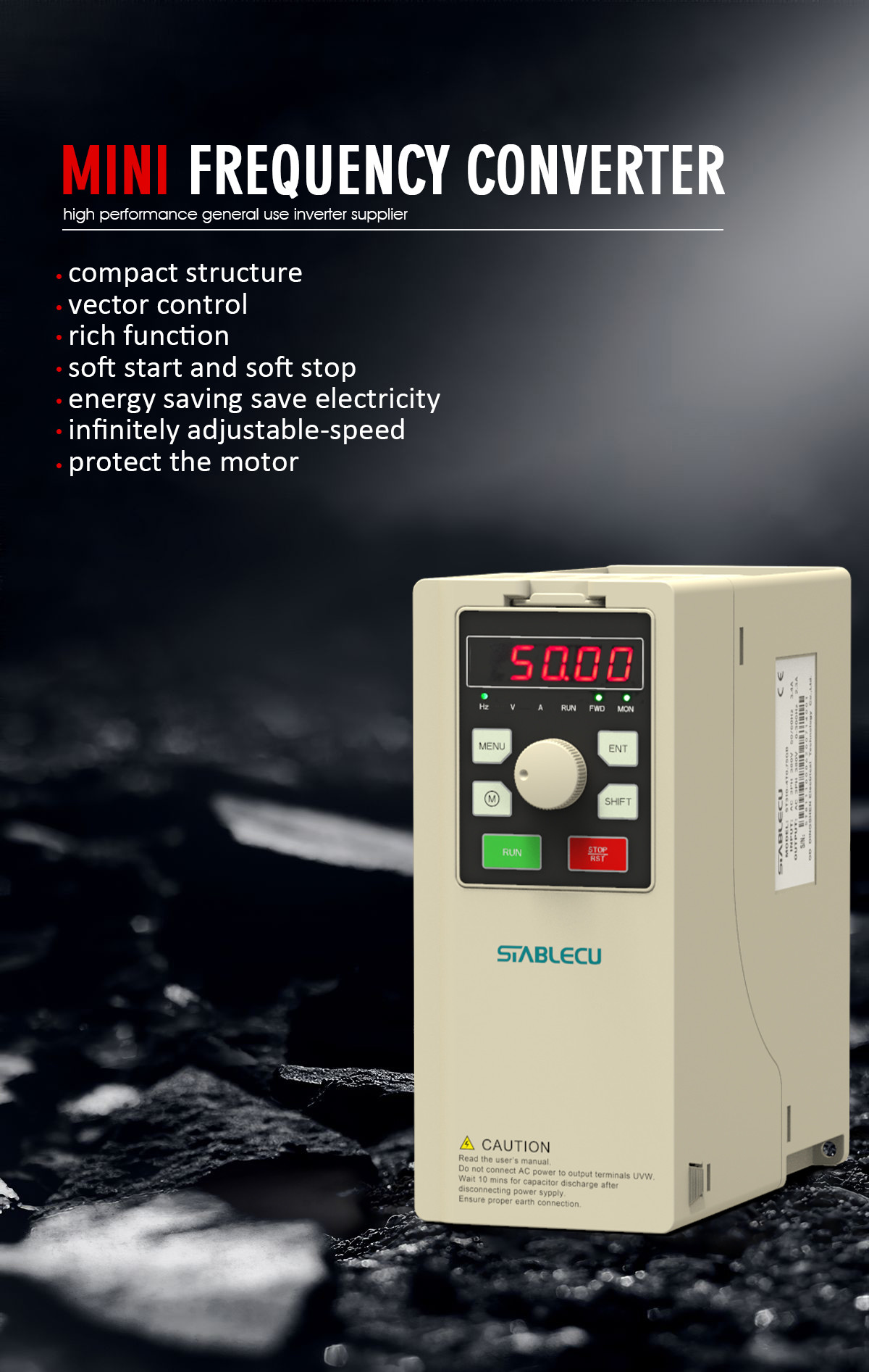 ABS PC 0.75KW Variable Frequency Converter For Three Phase Motor
