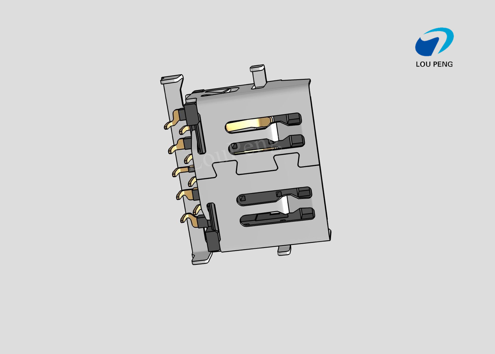 3.0MM USB A TYPE 9PIN FEMALE DIP SUNK PLATE MOUTH Gold-Plated BLACK