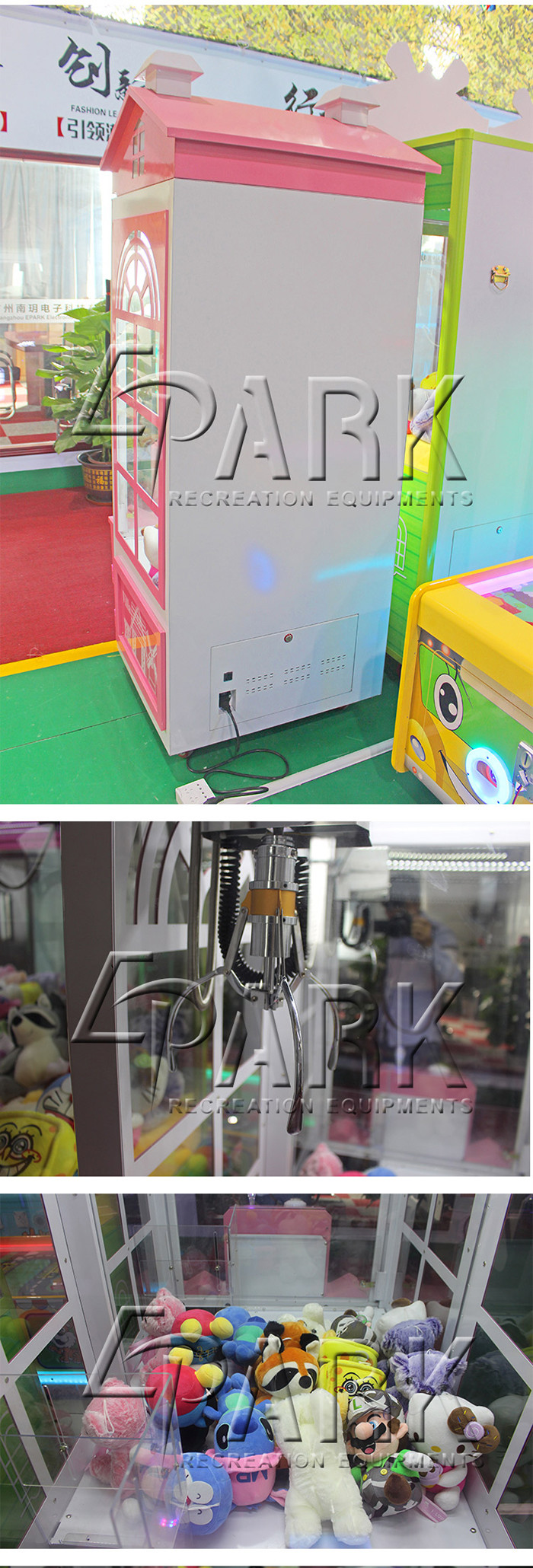 Attractive Toy Crane Game Machine / Coin Operated Gift House Big Crane Claw Machine