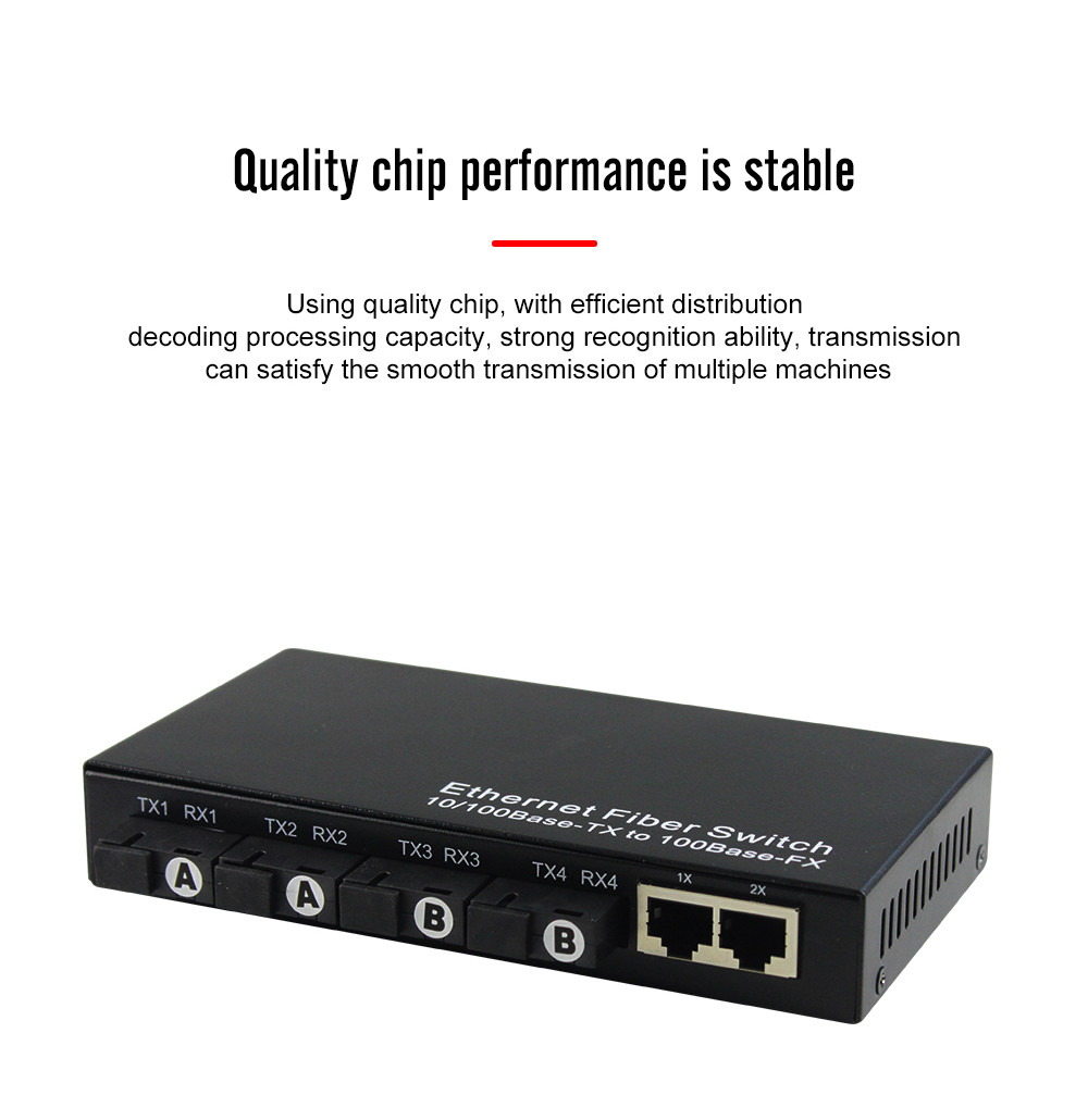 4port Fiber Media Converter , 2RJ45 Ethernet Optical Transceiver 10/100/1000M