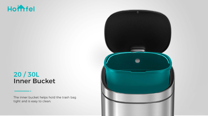 30L/40L/50L Capacity Powder Coating Office Trash Can with Touch Button Sustainable Button Open Bin