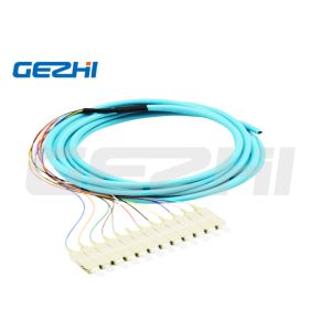 China 12 Cores Fiber Optic Pigtail SC PC Multimode OM3 Distribution Optical Pigtails 0.9mm for Data Transmission on sale