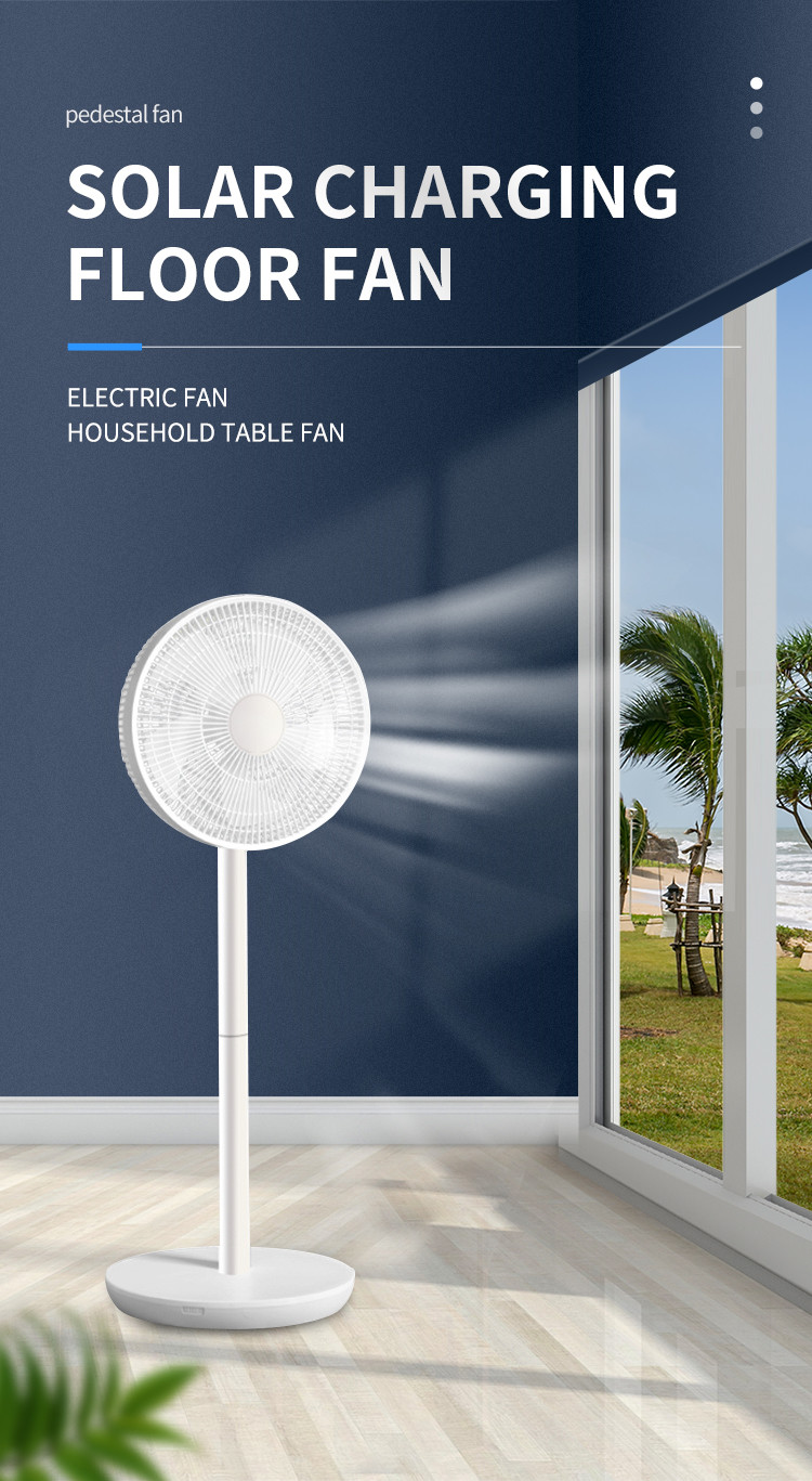 Remote Control Solar Powered Floor Fans With AC / DC Lithium Battery 12v