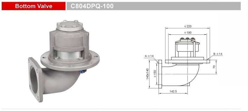 C804dpq-100 Bottom Emergency Shut Valves for Energy Tank Trucks
