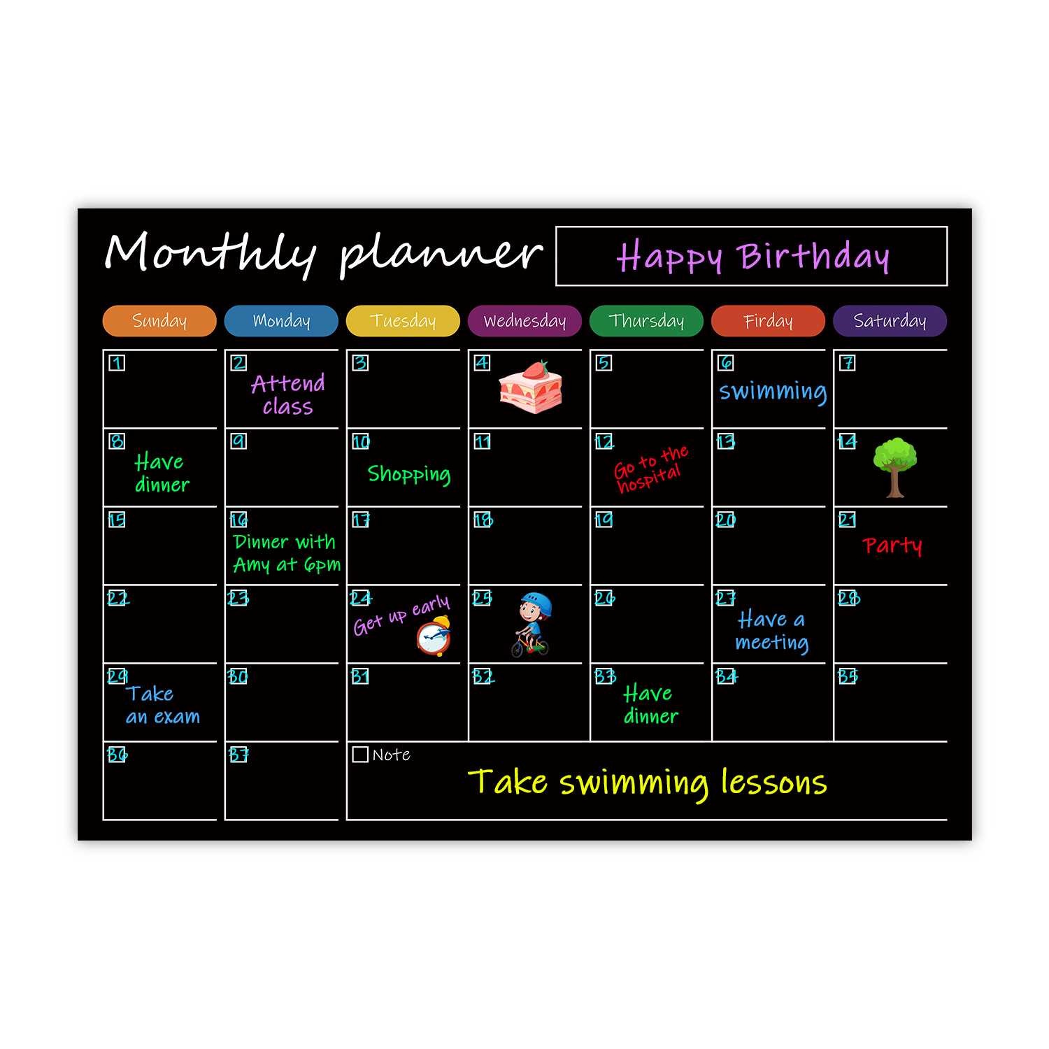 Printable Magnetic Calendar Planner Black Magnetic Fridge Monthly Planner Calendar