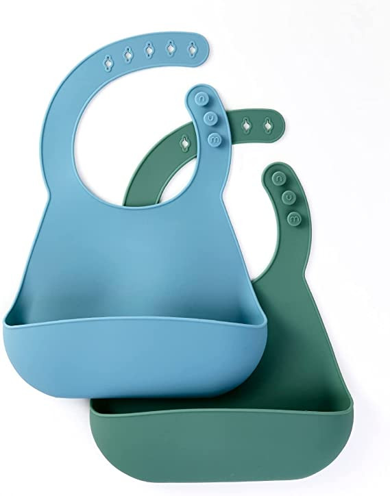 PVC Free Odorless Silicone Dinnerware Set Bib With Food Catcher Waterproof