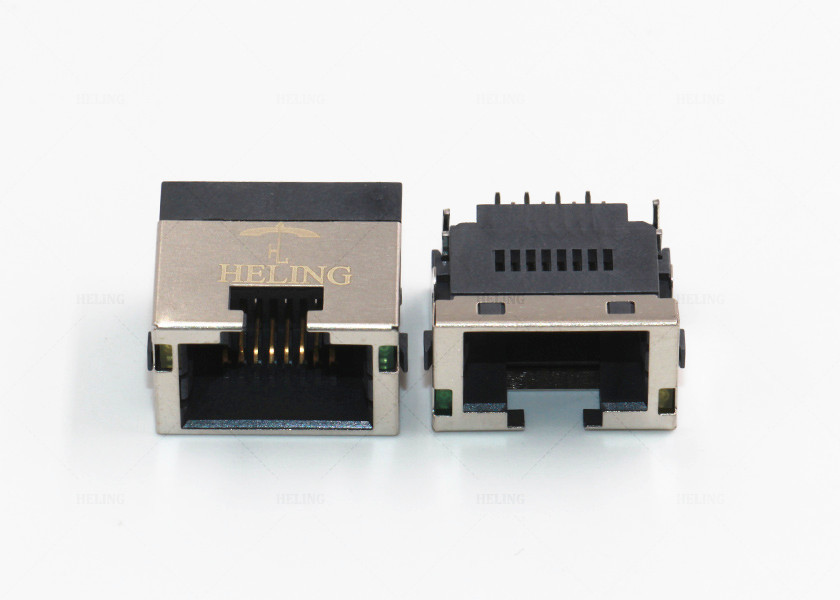 Brass Shielded SMT Low Profile RJ45 Tab Down 8P8C
