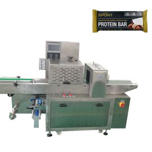 Flow wrapping machine for chocolate protein bar fully automatic horizontal