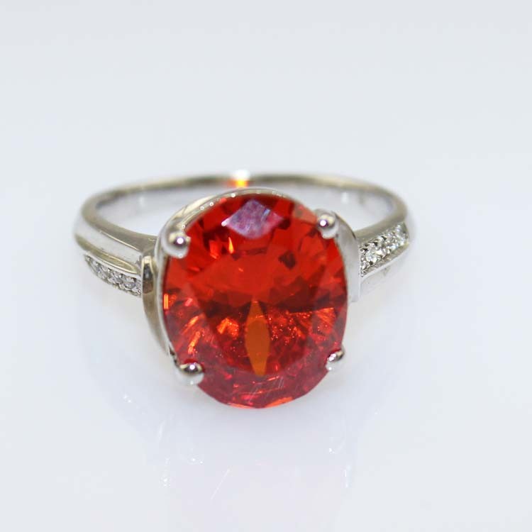 Women Jewelry 925 Silver 9mmx11mm Oval Pink Cubic Zircon Ring(R130)