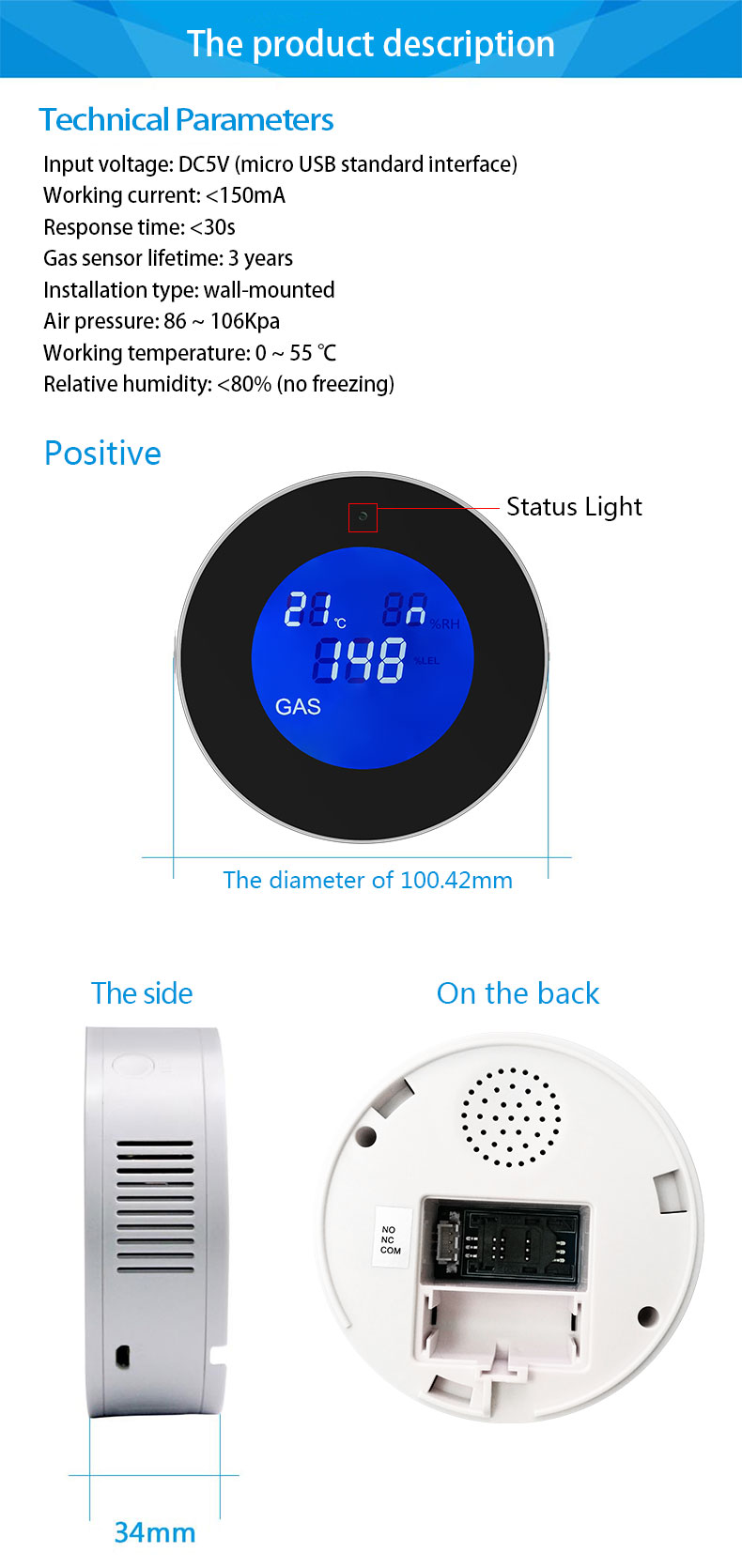 Glomarket Tuya Wifi Alarm System Lcd Digital Alarm Remote Control Leak Detector Gas Sensor Gas Leak Detector
