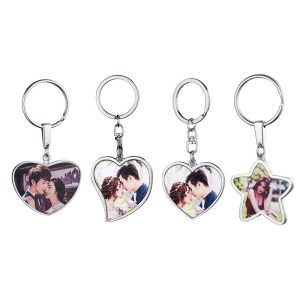 Promotional Blank Metal Keychain Double Sided Sublimation Heart Keychain Custom