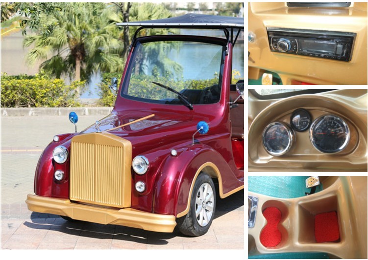 Customized Color 11 Passengers Electric Sightseeing Bus With Classic Metal Structure