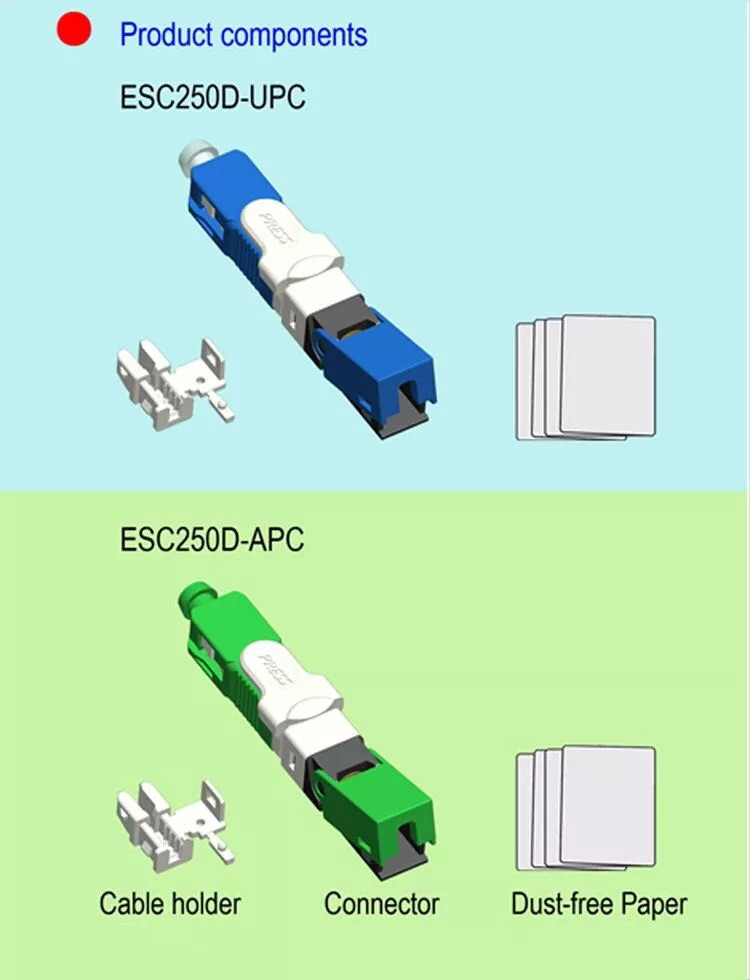 125μm 0.3dB Optical Fiber Fast Connector , SM SC UPC Fast Connector