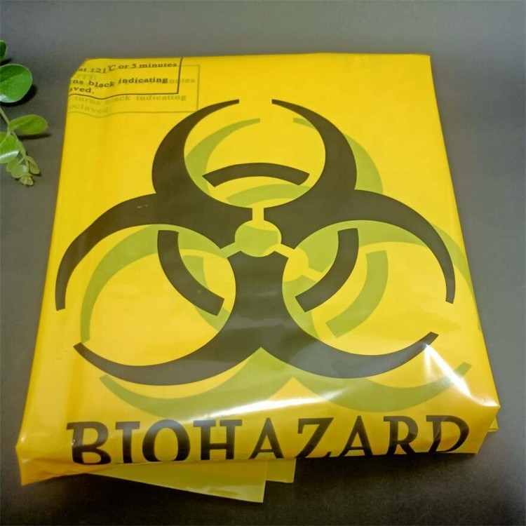 LDPE Medical Autoclavable Biohazard Bag Transparent Red Clinical Waste Bags