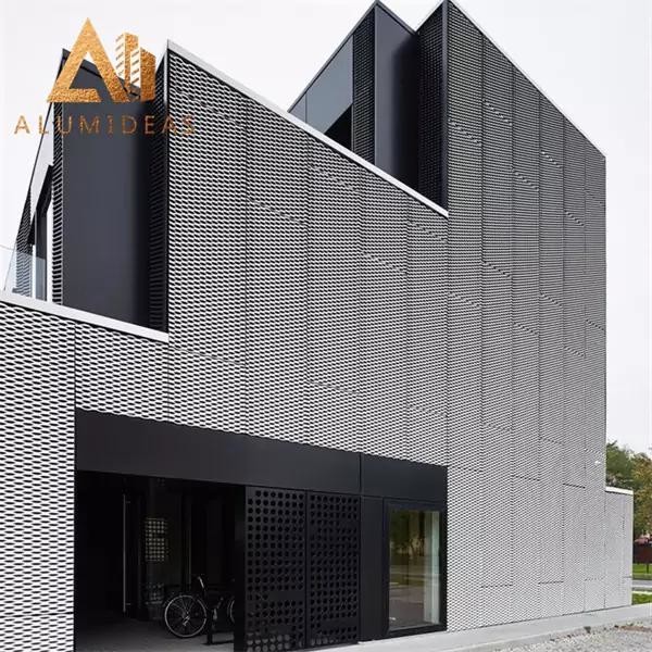Aluminum perforated facade for residential building