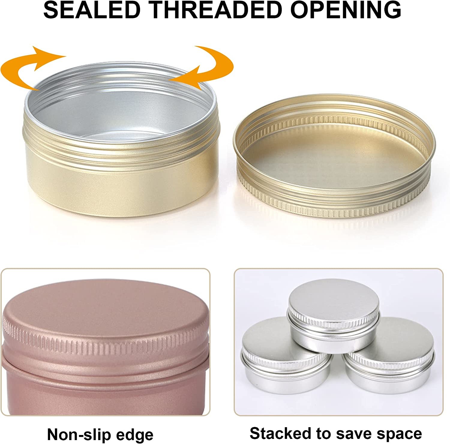 Square Snap Lid Tin Aluminum Jar Cosmetic Candle Packaging Box