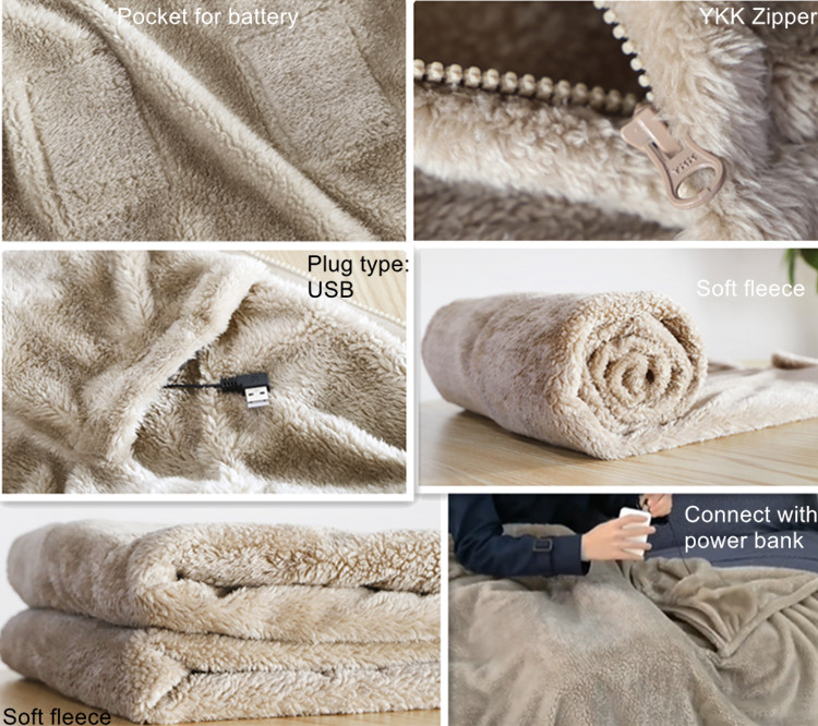Low Voltage Heated Infrared Blanket 80 X 150cm Safe Heated Bed Sheet With USB