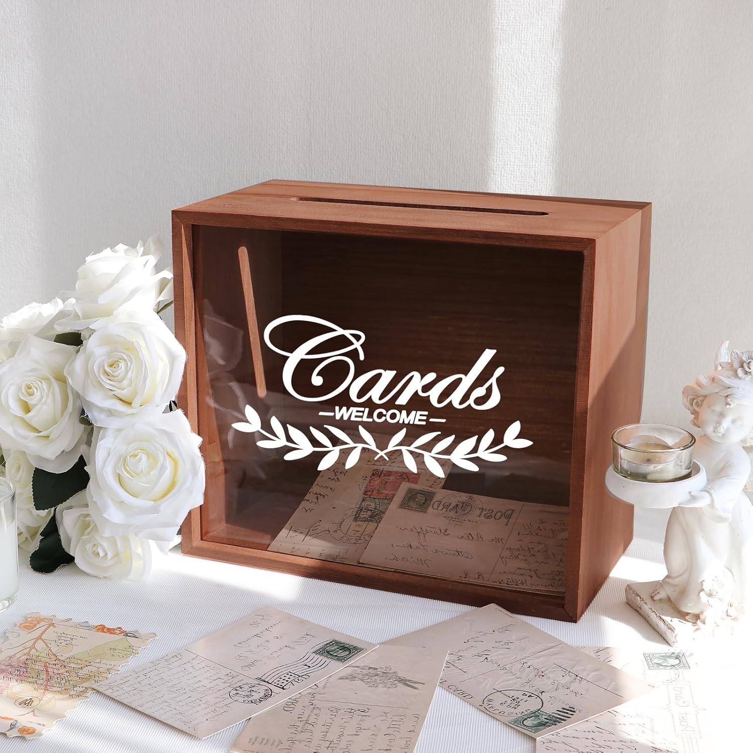 Customized wooden wedding card box gift card storage box
