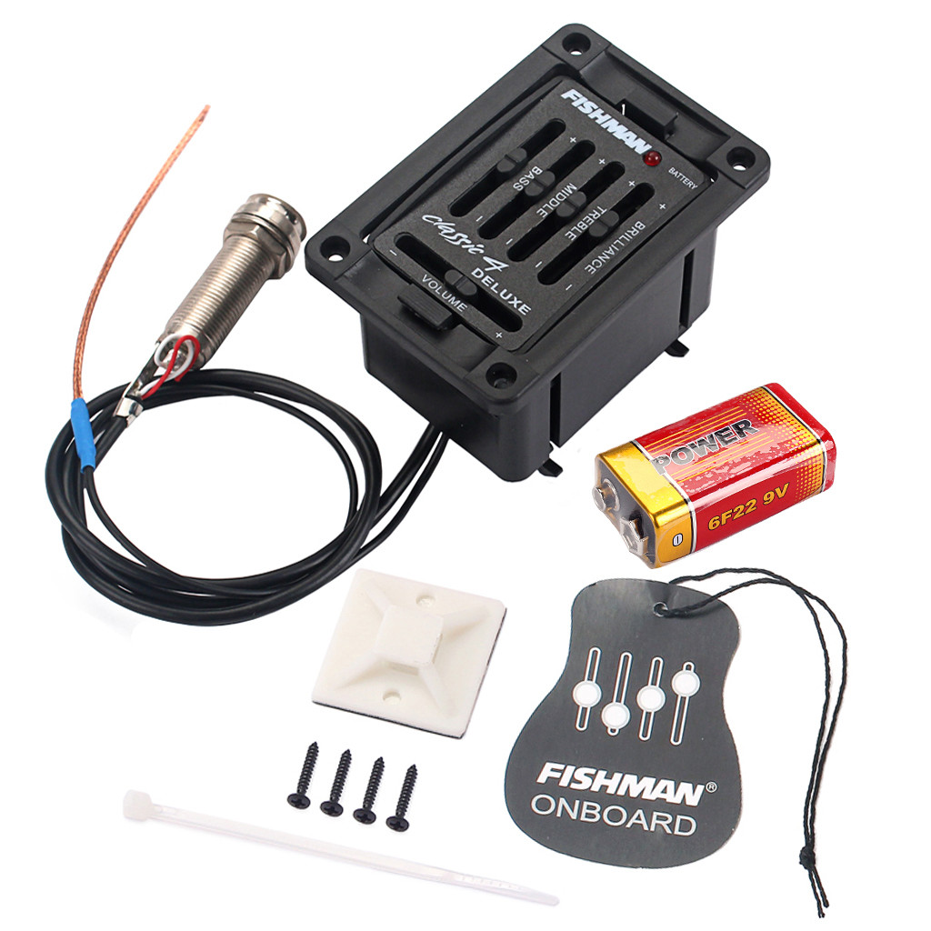 Preamp 4 Bands Acoustic Guitar Equalizer Piezo Pickup With Tuner Guitar Parts