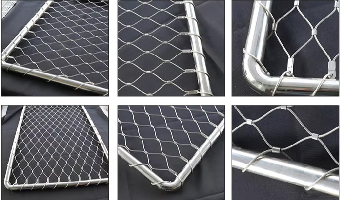 Ferrule 2'' X 2'' Frame Wire Rope Mesh Stainless Steel For Safety Barries