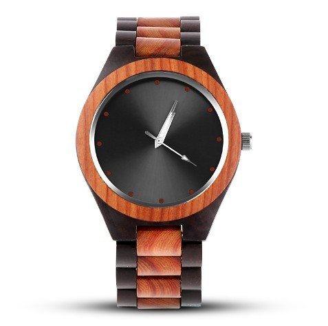 OEM ODM Supported Wooden Quartz Watch , Round Mens Wooden Wrist Watch