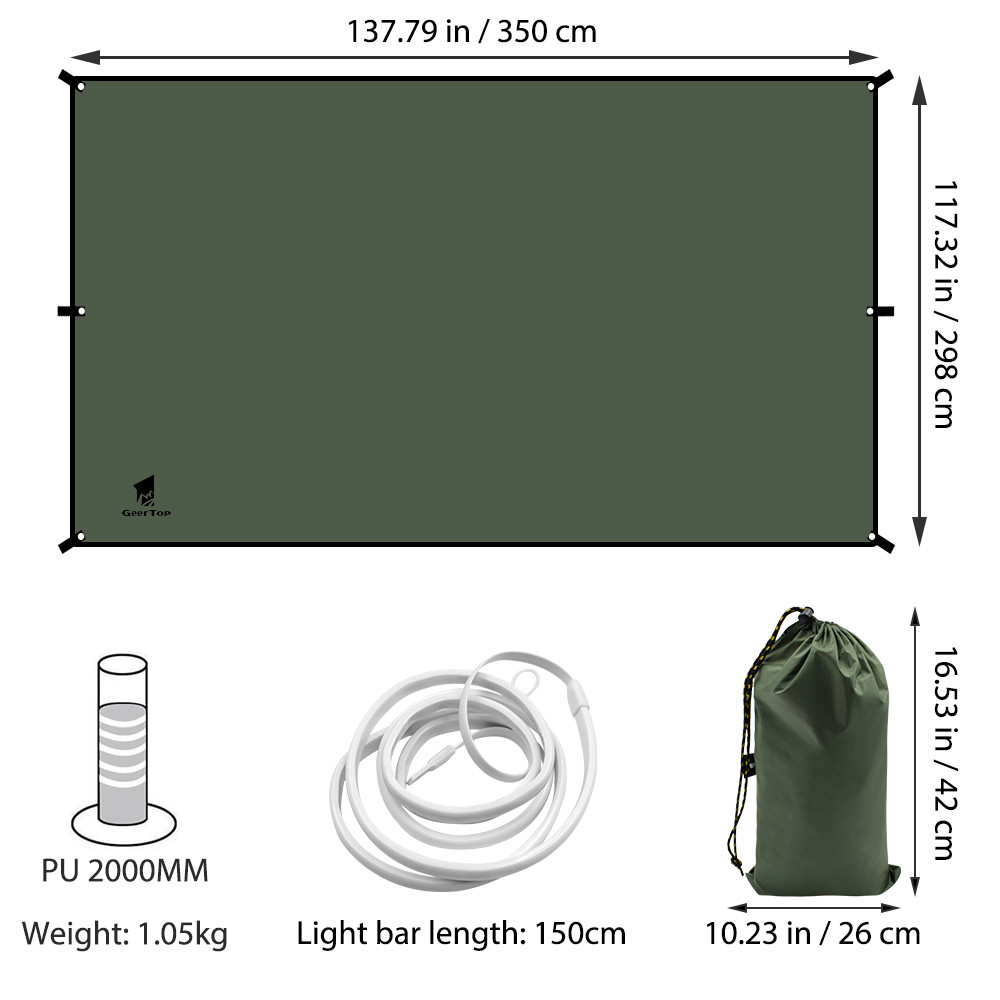 PU2000mm waterproof Hammock 11.5x9.8ft Rain Fly Tent