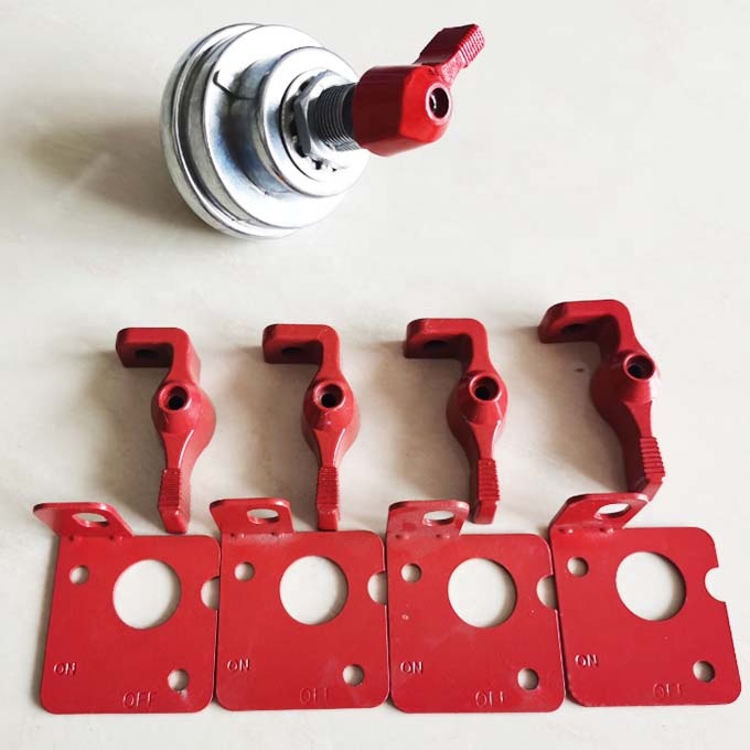 OEM Standard Size Steel Lockout Lever Kit for Sprint Car Battery Master Disconnect Switch Red and Yellow Steel Material
