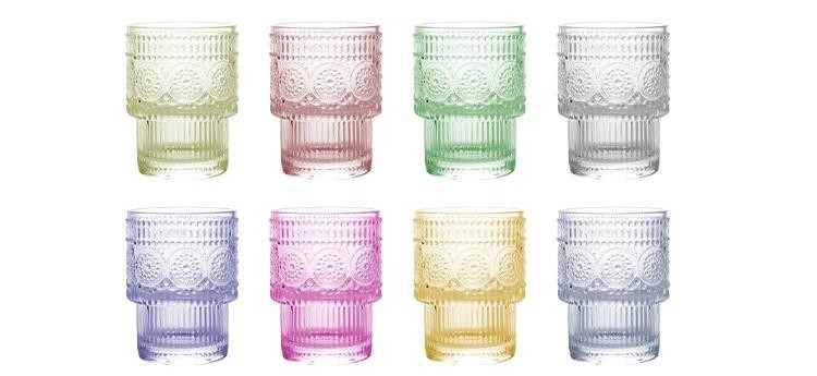 Ribbed Coffee Wine Drinking Glasses Tumbler Sunflower Cup 190ml