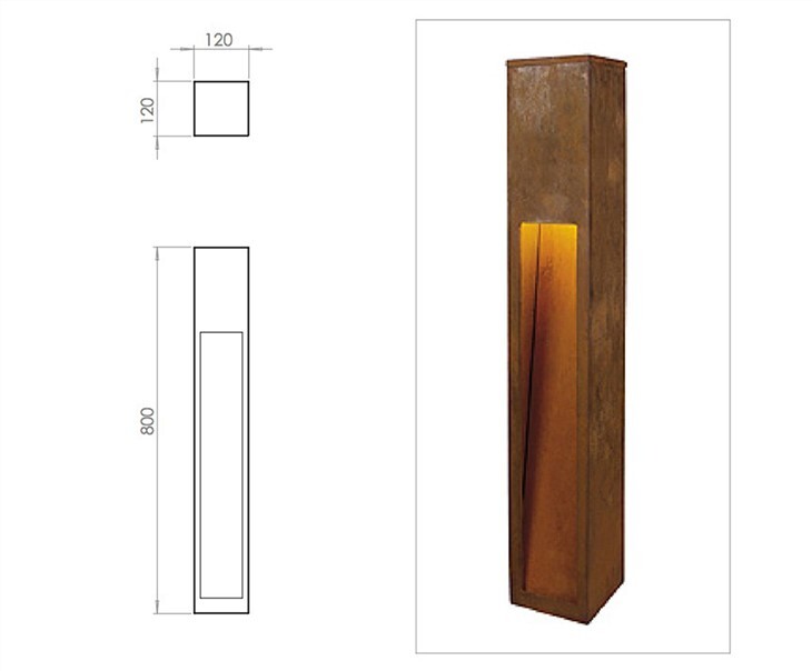 Light Outdoor Waterproofing Corten Bollard Light Modern Lawn Light 12Watt Garden Lights