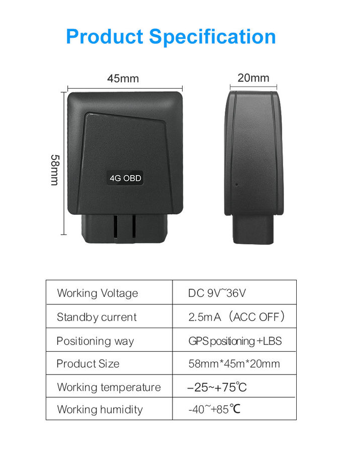 W45mm Mini Plug Play Terminal App Hidden Gps Tracker For Car VT005