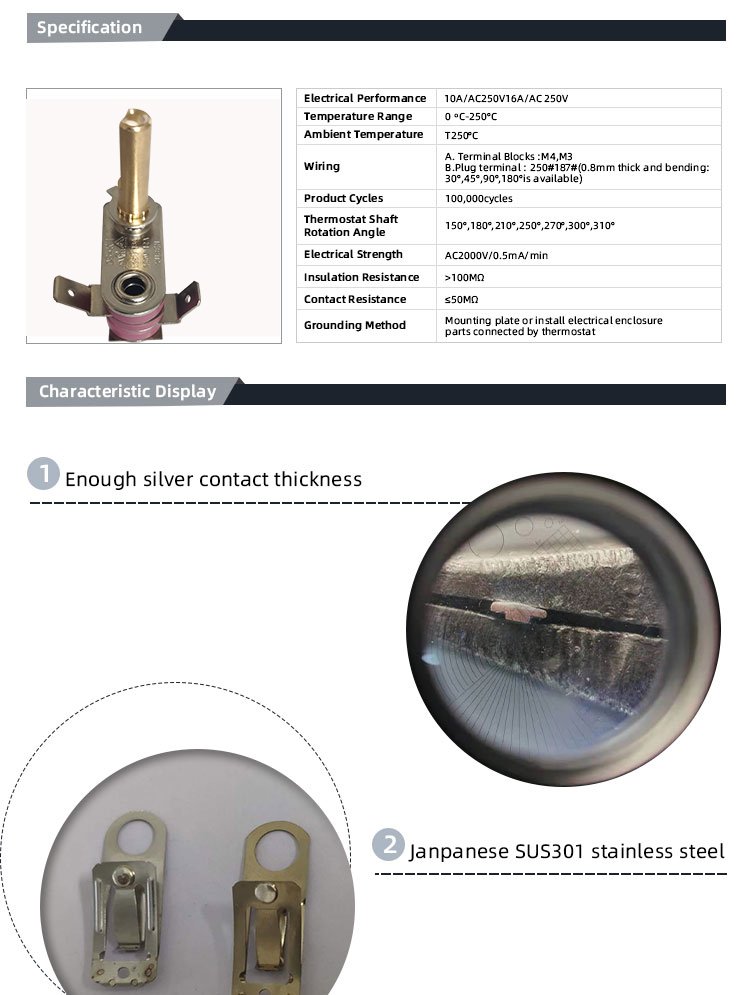 Steam Iron with Boiler Household Iron Spare Parts Adjustable Bimetal Thermostat