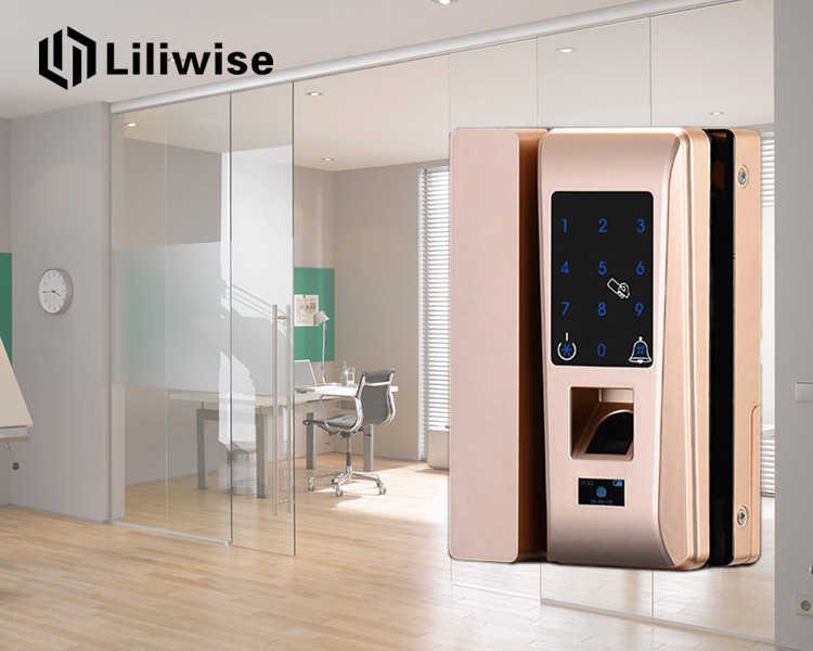 Glass Door Fingerprint Front Door Lock Touch Screen Password Code RFID Card Keyless