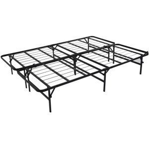 Full Metal Bed Frame in Twin Size with Black Iron Material and Stylish Wrought Iron Base
