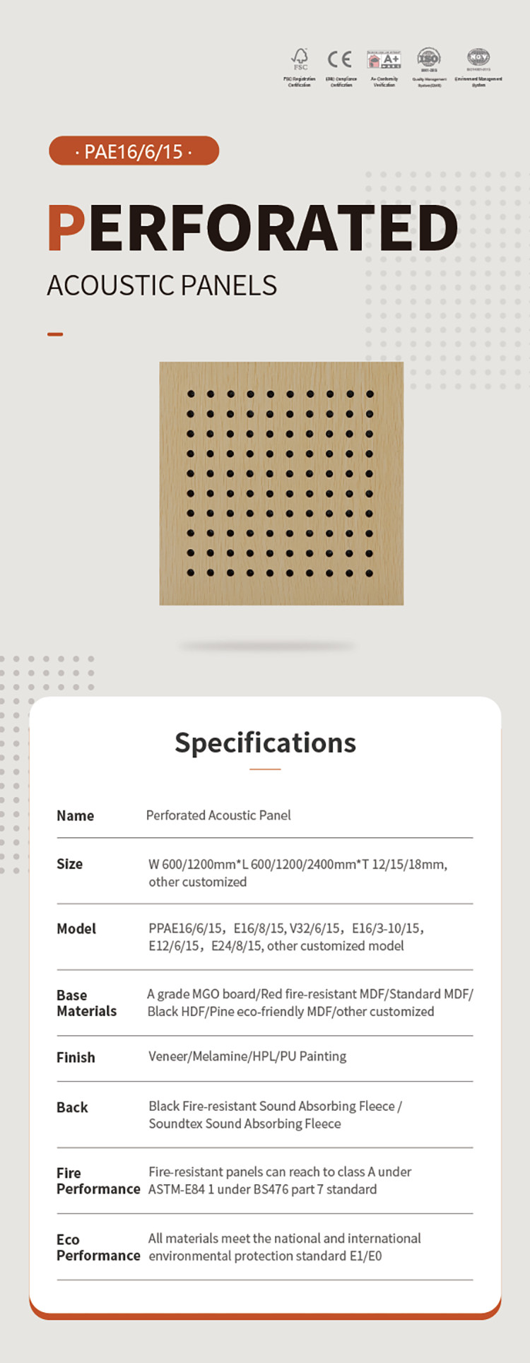 Great Sound Absorption Perforated Acoustic Wood Panels for House Decoration