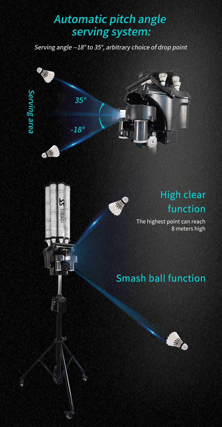 140KM/H Portable Badminton Shuttlecock Shooting Machine DC12V