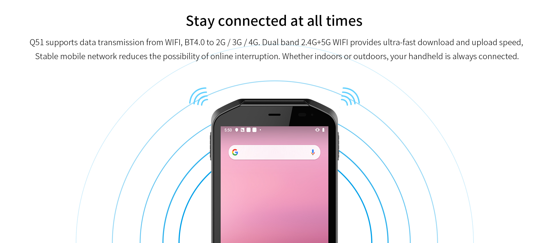 1D/2D Barcode Scanner NFC IP65 Android 9 Rugged Handheld PDA with Octa-core Processor