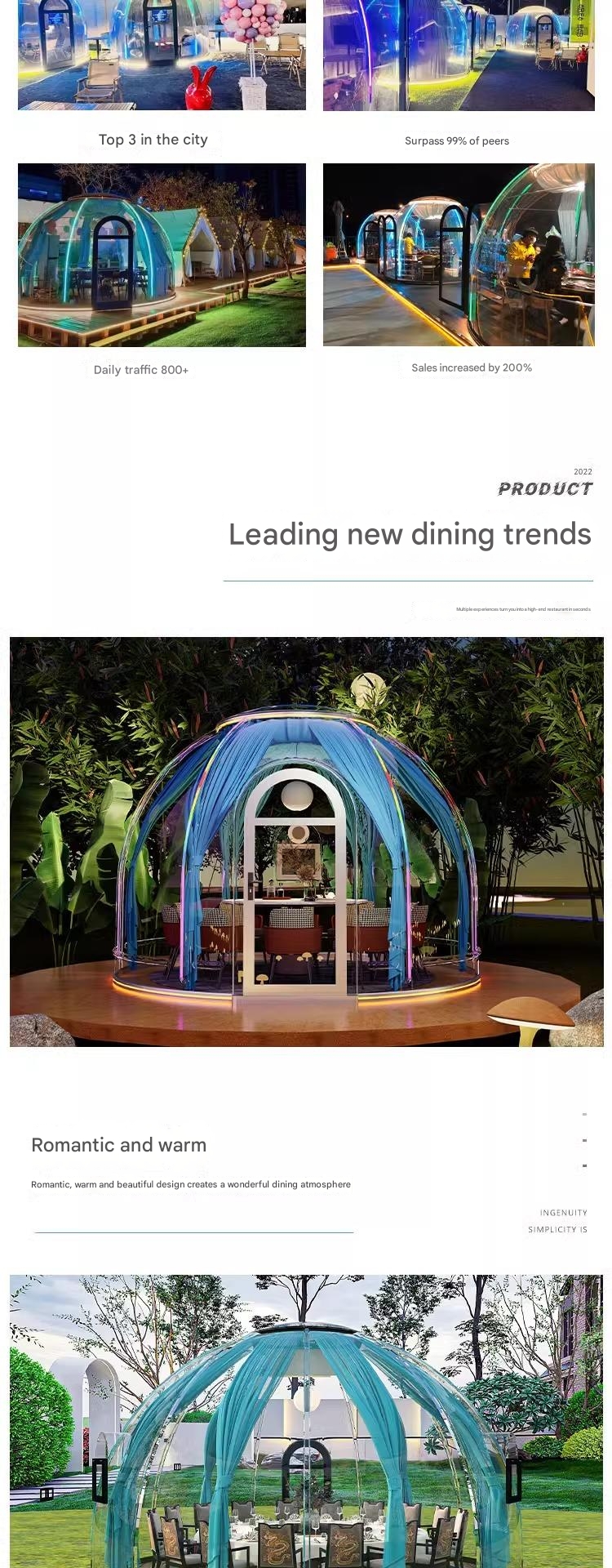 Scenic Private Dining Bubble Tent Waterproof Hotel Bubble Tents