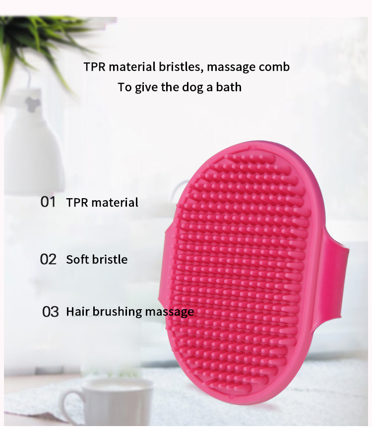 Adjustable Handle Dog Bath Brush TPR Massage Rubber Curry Comb Dog Grooming