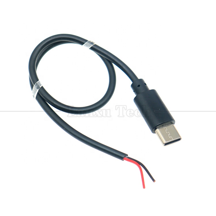 Custom Data Charging 2 4 Cores USB Type C Male Female to Stripped Open Wire End Pigtail Cable