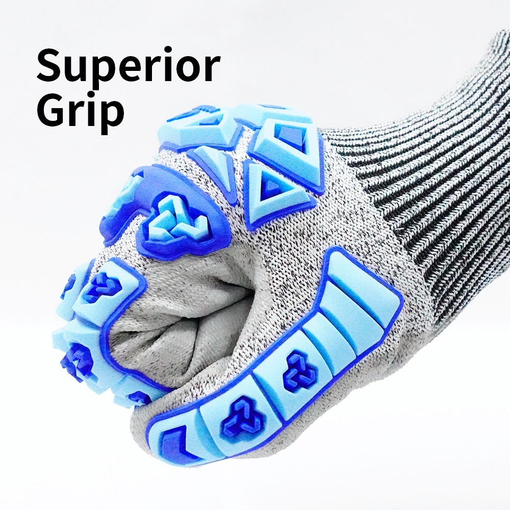 4X43CP PU Dipped Anti-Impact Work Gloves HPPE Liner Cut Resistant Safety Gloves