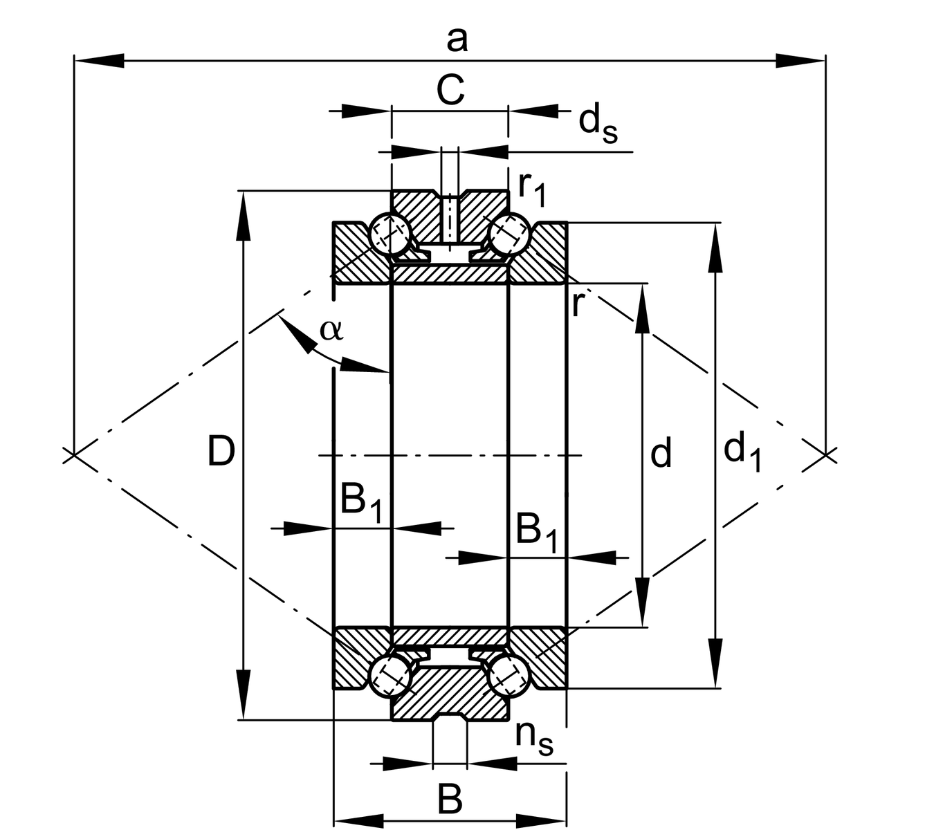 234418-M-SP 90*140*60mm double direction axial angular contact thrust ball bearings