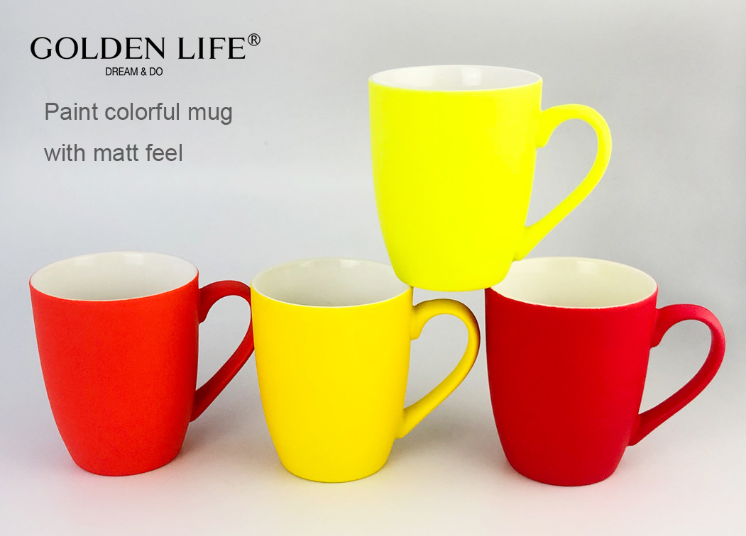 Sublimation Coated Handgrip Ceramic Coffee Mugs 400cc