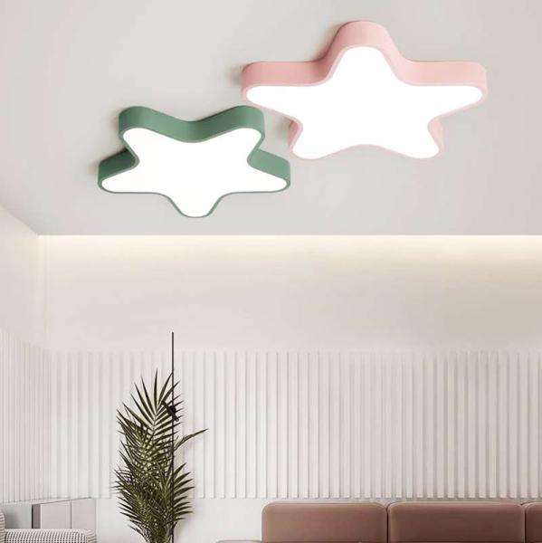 Modern creative LED ceiling lamp pink blue star baby kids children's room flush