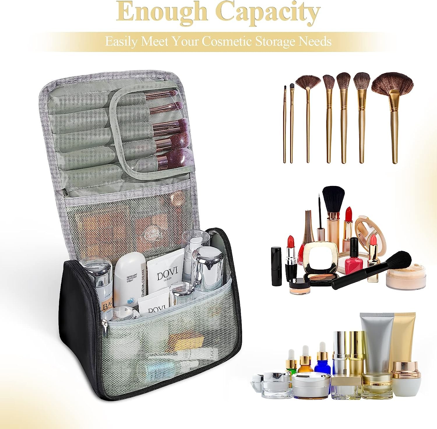 Portable Shockproof Protective Toiletry Bag for Women Multifunctional Travel Make Up Bag Cute Cosmetic Bag